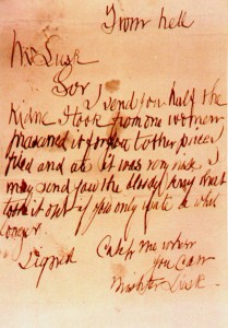 A carta " From Hell (Do Inferno)" enviada por Jack, O Estripador à polícia em outubro de 1888 continha manchas de sangue humano.
