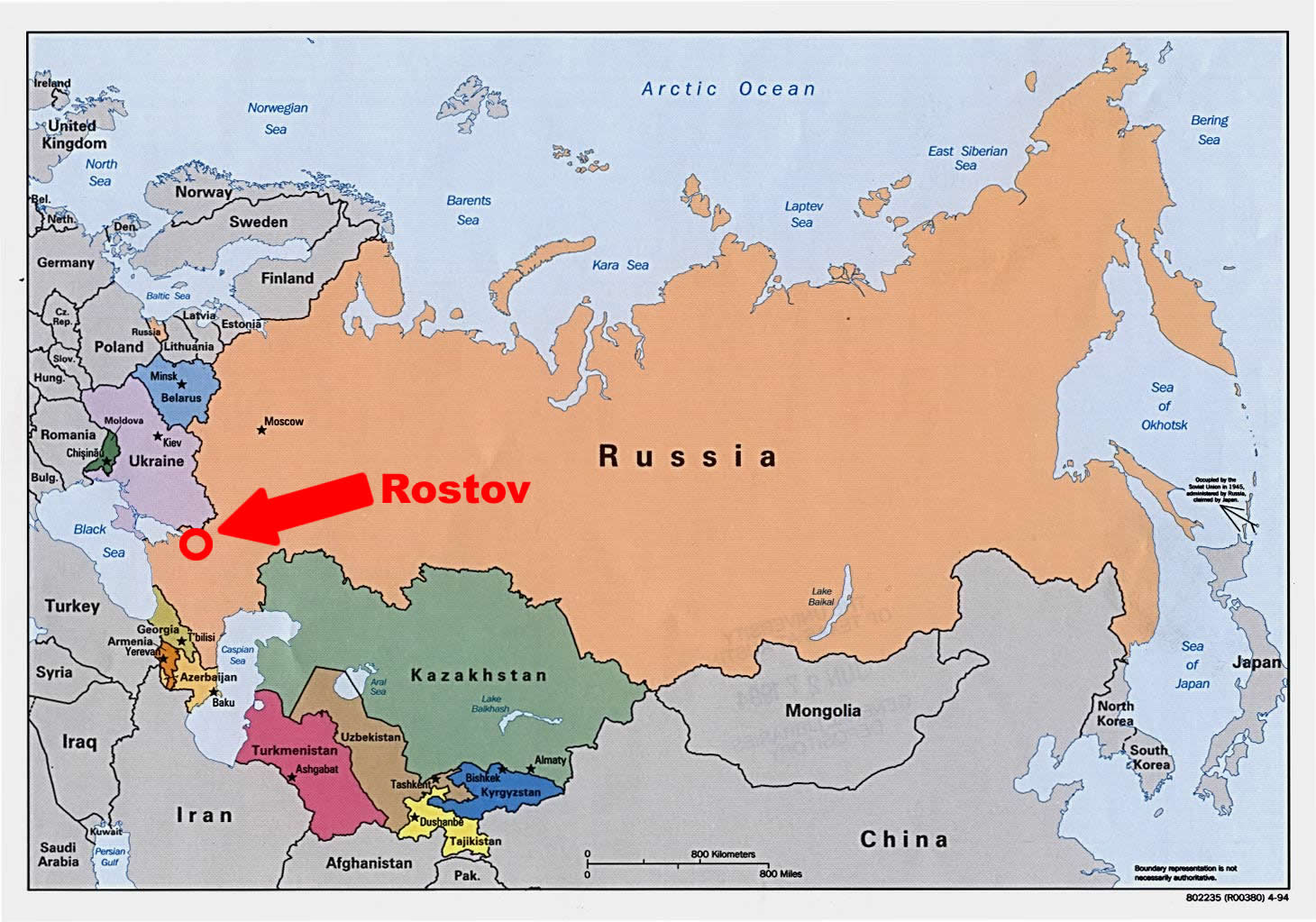 Na Foto: Localização de Rostov-on-Don. Rostov localiza-se no extremo oeste do território russo.
