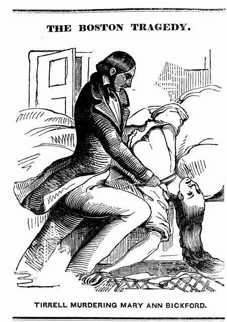 Na Foto: Ilustração do jornal criminal National Police Gazette, de Nova York, mostrando Tirrel assassinado Mary Ann Bickford.