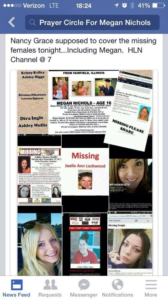 Na foto: Mulheres desaparecidas de Indiana. Créditos: Facebook (Searching for Ashley Morris Mullis).