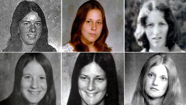 Na foto: Vítimas do desconhecido serial killer de Gypsy Hill. Da esquerda para a direita: Paula Baxter, Tanya Marie Blackwell, Carol Lee Booth, Michelle Mitchell, Denise Lamp, Veronica Cascio. Créditos: FBI.