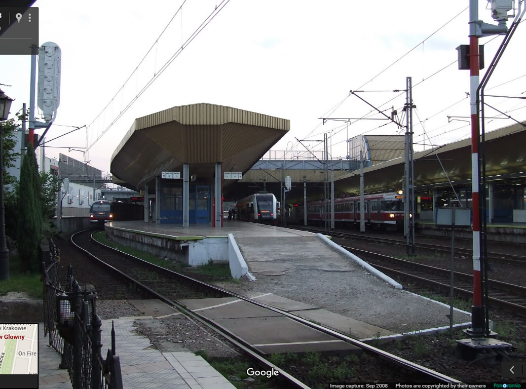 A estação ferroviária de Krákow. Foto: Google.