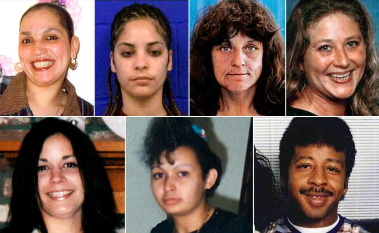 As vítimas de Howell: Nilsa Arizmendi, Joyvaline Martinez, Diane Cusack e Mary Jane Menard. Abaixo: Melanie Ruth Camilini, Marilyn Gonzalez e Danny Lee Whistnant. 
