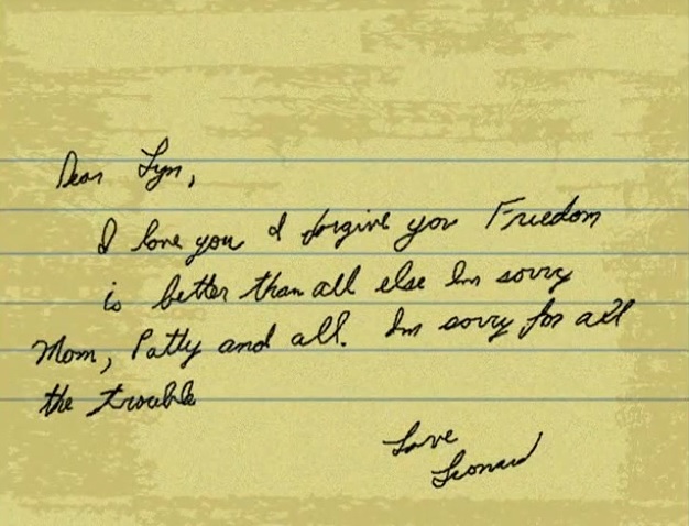 O bilhete que Leonard Lake escreveu na delegacia antes de engolir duas cápsulas de cianeto.