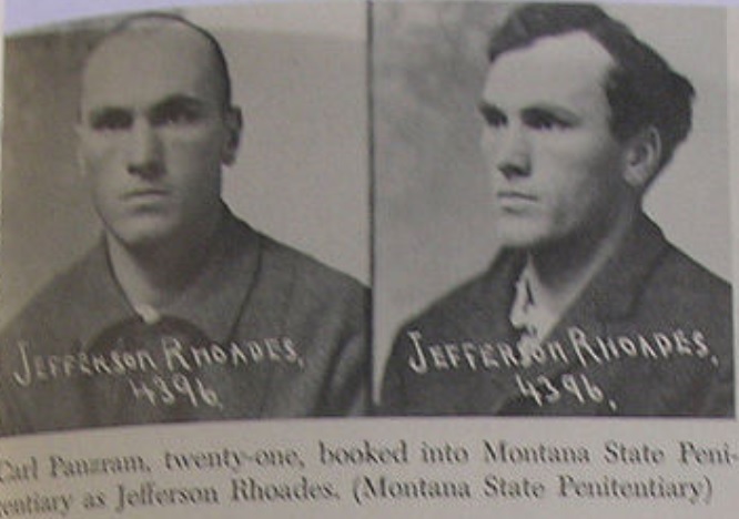 Carl Panzram, aos 21 anos, fichado como "Jeff Rhoades". Foto: Montana State Penitentiary.